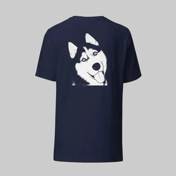 T-shirt Bleu Marine Unisexe Personnalisé avec portrait d’animal - Woofy