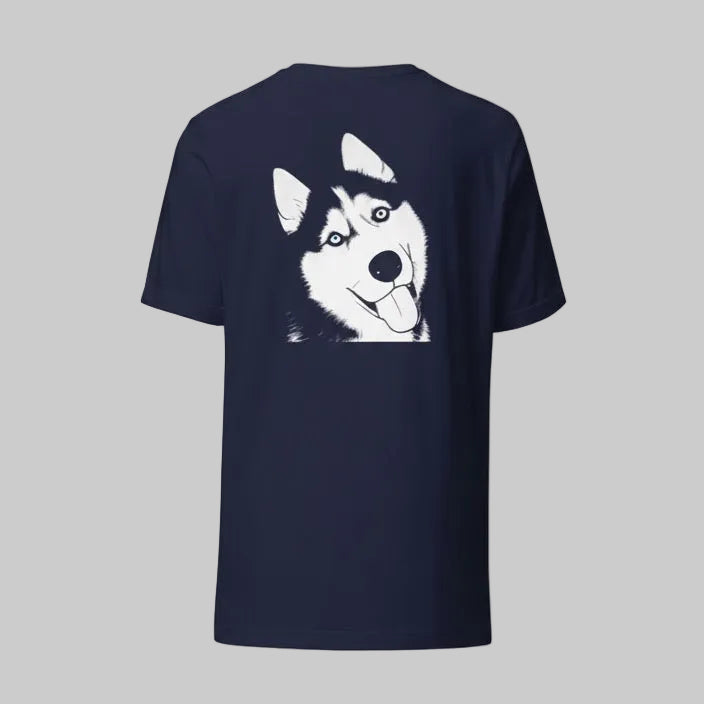 T-shirt Bleu Marine Unisexe Personnalisé avec portrait d’animal - Woofy