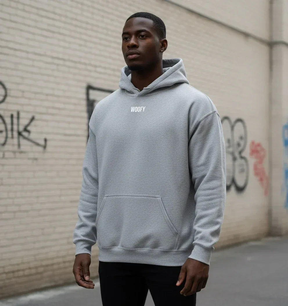 Sweat-shirt Gris Unisexe personnalisé avec portrait d’animal – Woofy