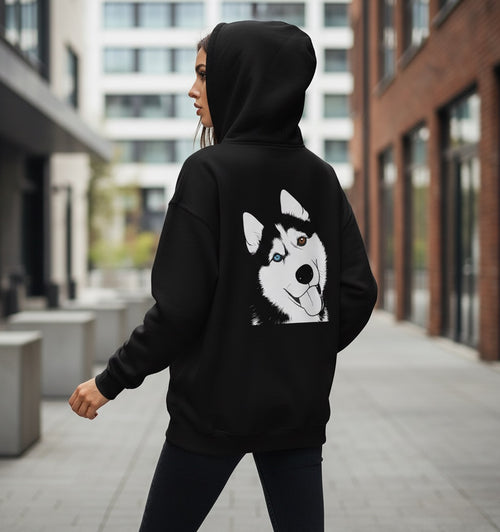 Sweat-shirt Noir personnalisé Unisexe avec portrait d’animal – Woofy