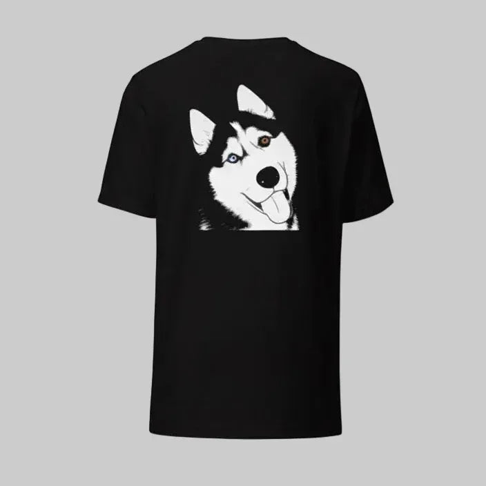 T-shirt Noir Unisexe Personnalisé avec portrait d’animal - Woofy