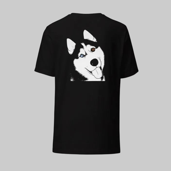 T-shirt Noir Unisexe Personnalisé avec portrait d’animal - Woofy
