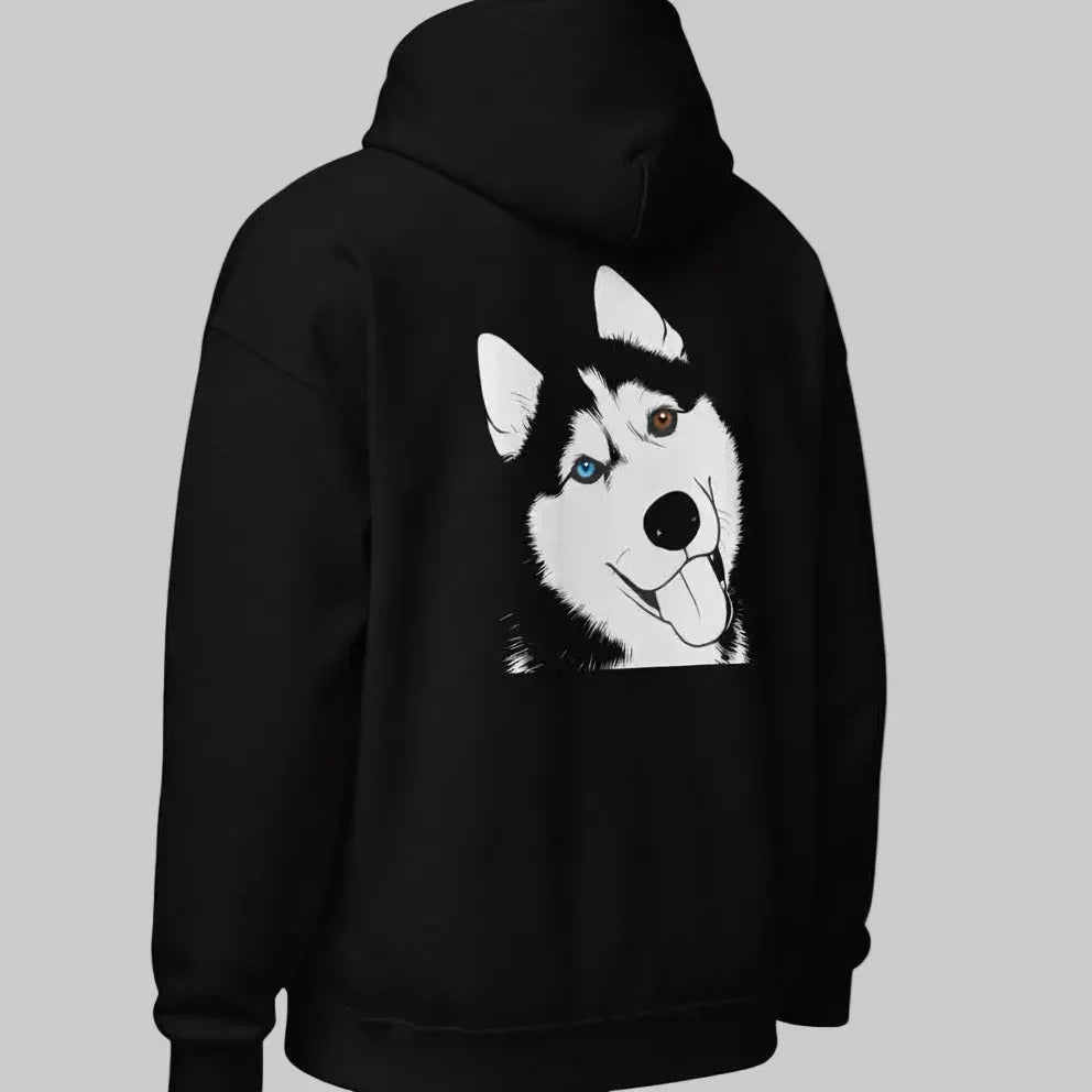 Sweat-shirt Noir personnalisé Unisexe avec portrait d’animal – Woofy